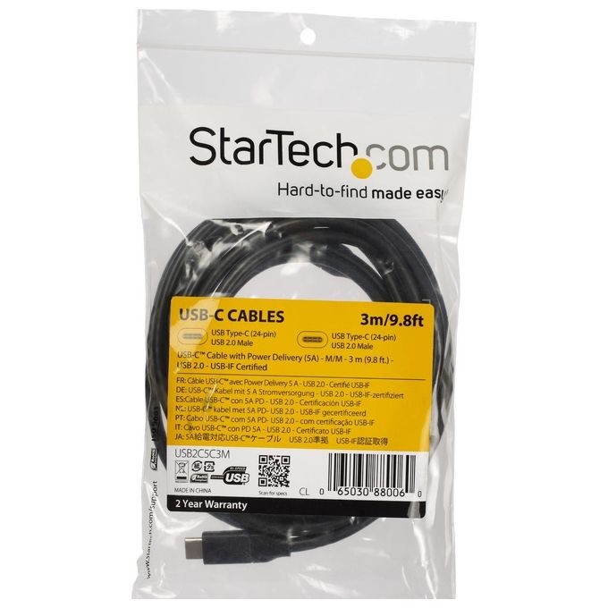 Startech Cavo Usb-C a Usb-C con Power Delivery Pd 5a Usb 2.0 3mt