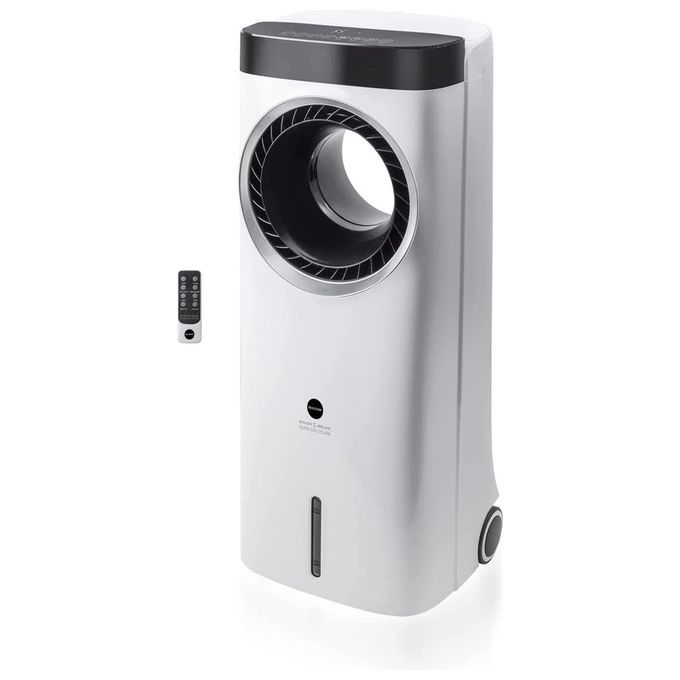 Macom 984 Bladeless Cyclone Raffrescatore Evaporativo senza Pale 6,5 L 420 m³-h 6 velocita' Timer 12 h 60 dB colore Bianco