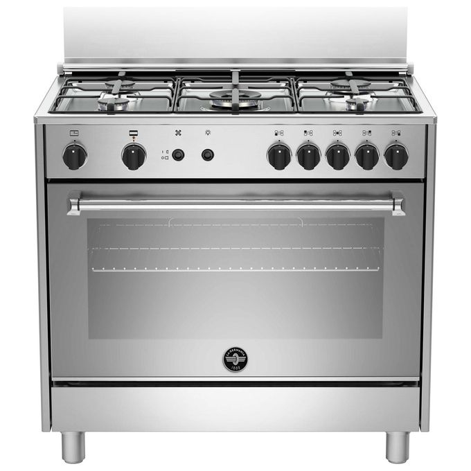 La Germania Americana AMN965GXV Cucina a Gas Piano Cottura Acciaio Inossidabile 5 Fuochi Forno a Gas Ventilato con Grill 117 Litri Classe Energetica A+