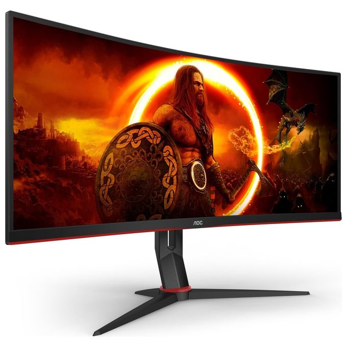 AOC CU34G2XP Gaming Monitor Curvo 34'' WQHD 3440x1440 180 Hz 1 ms VA HDR400 FreeSync Premium Hub USB colore Nero Rosso