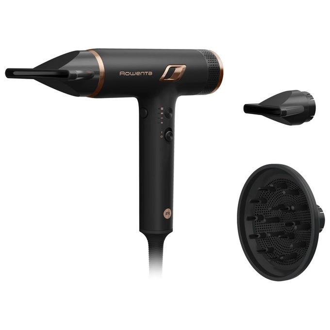 Rowenta HY8310 Nano Asciugacapelli 1700W Brushless Motore ad Alta Velocita' Ionico 3 Velocita' 3 Temperature Concentratore Diffusore colore Nero