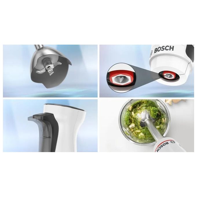 Bosch MSM4W221 Serie 4 Frullatore ad immersione 600 W 12 velocita' con tritatutto e bicchiere graduato 0.6 L colore Bianco