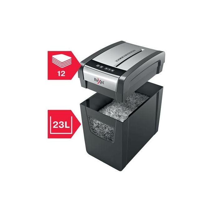 Rexel Momentum X312-sl Slimline Distruggi Documenti fino a 12 Fogli Cestino da 23 Litri Nero