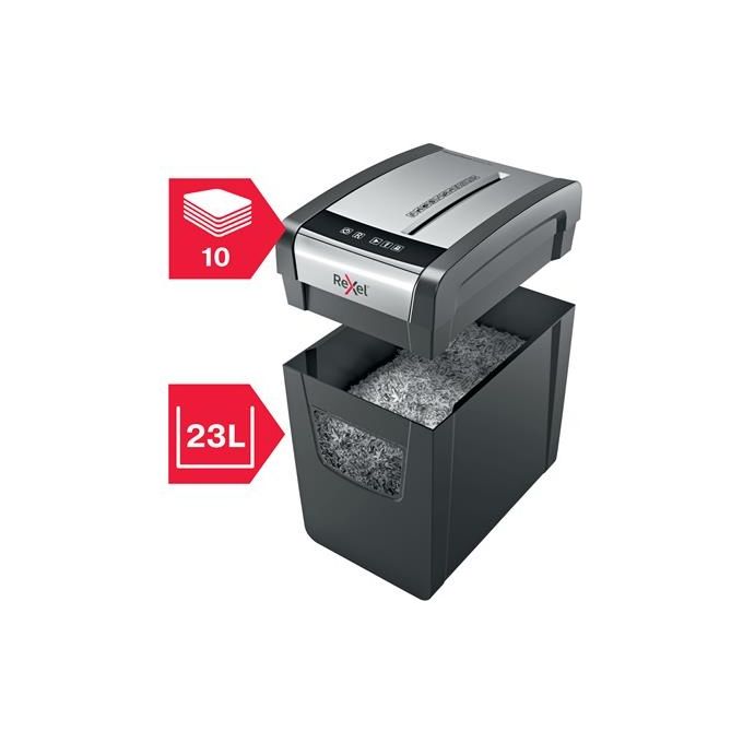Rexel Momentum X410-sl Slimline Distruggi Documenti Particle-Cut Shredding Nero-Grigio