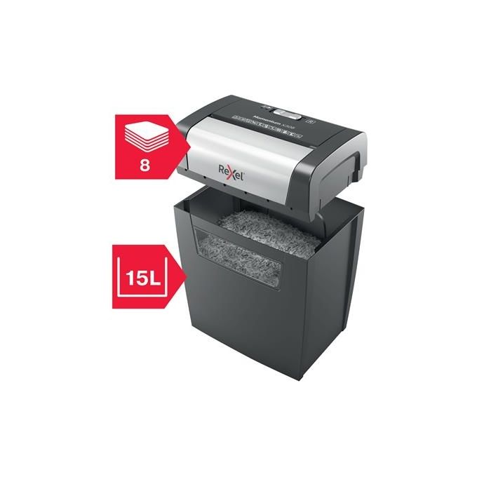 Rexel Momentum x308 Distruggi Documenti Particle-Cut Shredding Nero-Grigio
