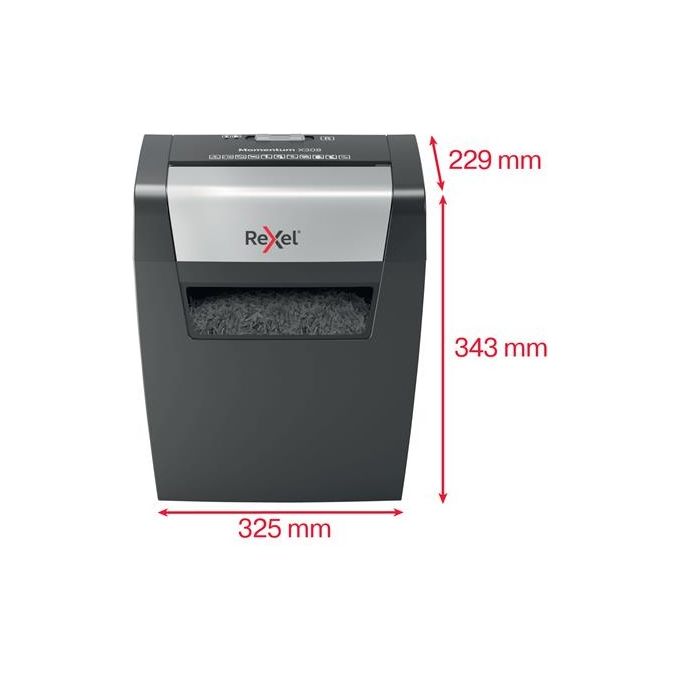 Rexel Momentum x308 Distruggi Documenti Particle-Cut Shredding Nero-Grigio