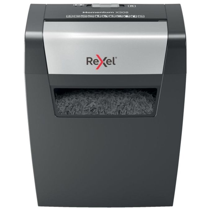 Rexel Momentum x308 Distruggi Documenti Particle-Cut Shredding Nero-Grigio