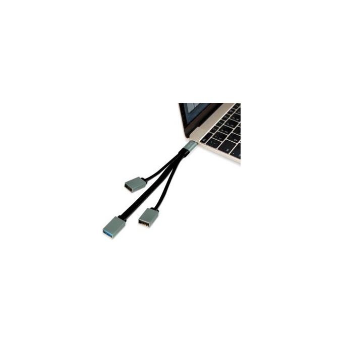 Ednet Hub Usb Tipo C a Coda con 2 Porte Usb 2.0 e 1 Porta Usb 3.0