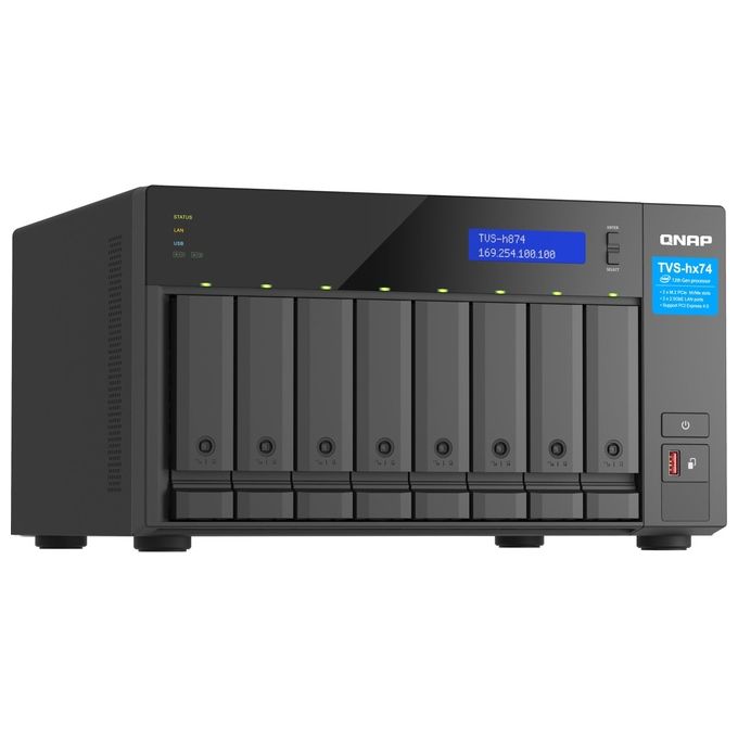 QNAP TVS-H874T-I7-32G Server NAS Tower Intel Core i7 32 GB RAM 8 alloggiamenti HDD SSD RAID 2 porte 2.5GbE colore Nero