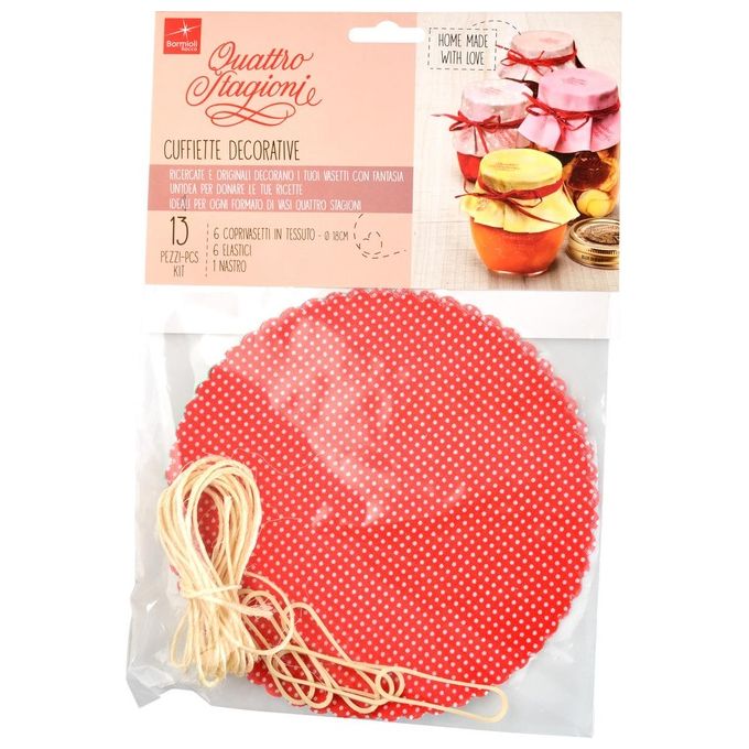 Bormioli Rocco kit 6 Cuffie per vasi 4 Stagioni in Tessuto cm 18