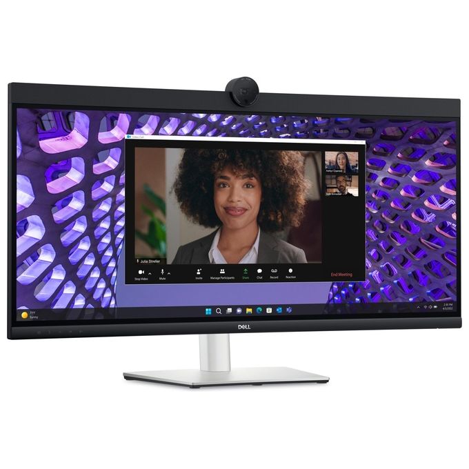 DELL DELL-P3424WEB P Series Monitor PC 34 3440 x 1440 Pixel 21:9 IPS LCD con Fotocamera 4 MP Altoparlanti Integrati Hub USB 90 W HDMI 2.1 DisplayPort 1.2 Ethernet Regolazione Altezza VESA colore Nero