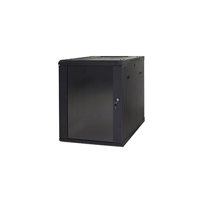 Link Accessori LK1909UNF – Armadio Rack 19'' 9U da parete, porta vetro temperato, chiusura a chiave, 50 Kg, 500x600x450 mm, colore Nero