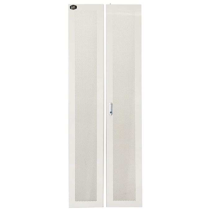 Link Accessori LKDOOR42K Porta in Metallo Traforato per Armadio Rack 42U con Serratura 2 Ante Larghezza 600 mm colore Grigio chiaro RAL7035