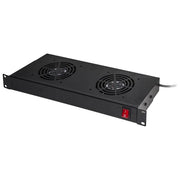 Link ripiano per armadi rack19 con 2 ventole nero 2 agganci 483x170x44mm