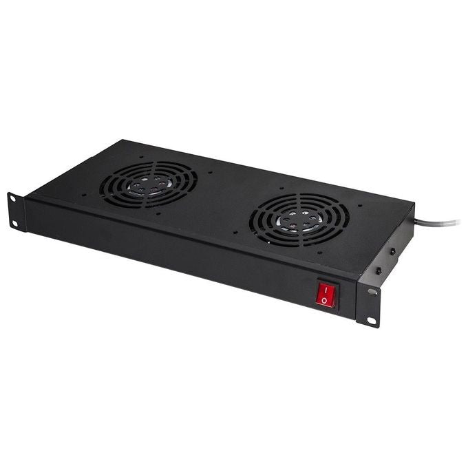 Link ripiano per armadi rack19 con 2 ventole nero 2 agganci 483x170x44mm
