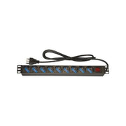 Link multipresa da rack 19'' 9 prese universali con interruttore spina italiana 16a