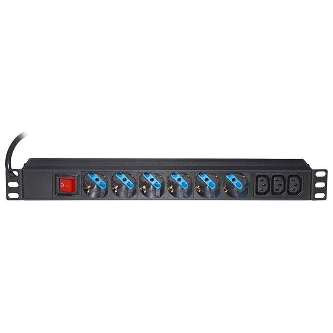 Link multipresa da rack 19 con 6 prese universali + 3 prese c13 con interruttore spina italiana 16a
