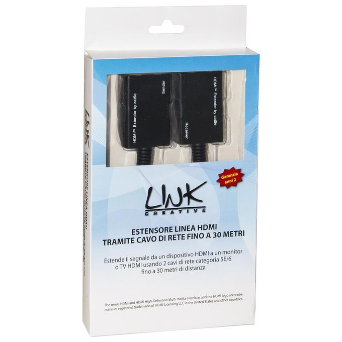 Link Estensore Hdmi Tramite 2 Cavi di Rete Cat 6 Fino a 30mt 1080p