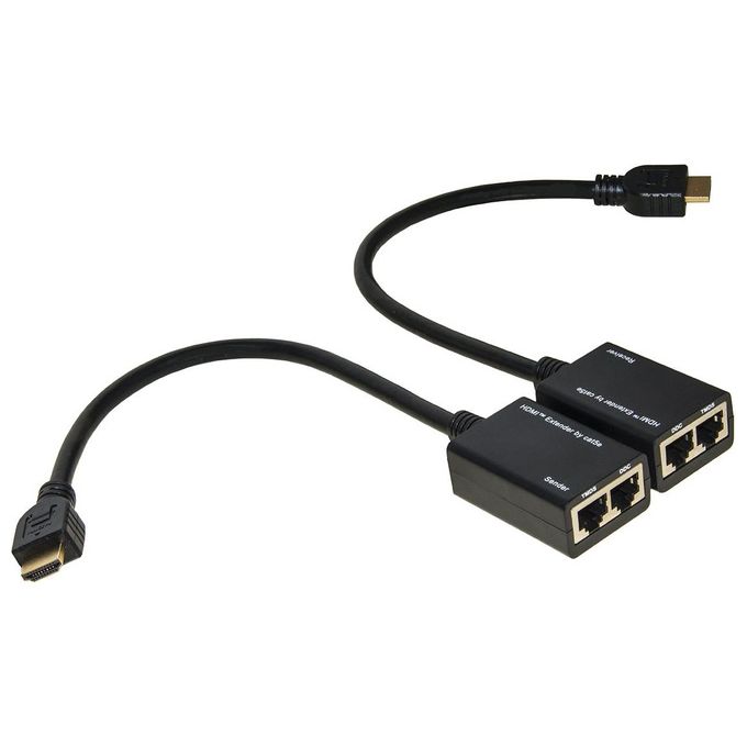 Link Estensore Hdmi Tramite 2 Cavi di Rete Cat 6 Fino a 30mt 1080p