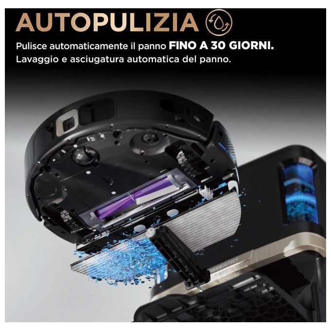 Shark RV2800ZEEU PowerDetect NeverTouch Pro Robot Aspirapolvere e Lavapavimenti 2 in 1 Navigazione 3D LiDAR Autonomia 100 min Wi-Fi-App colore Nero