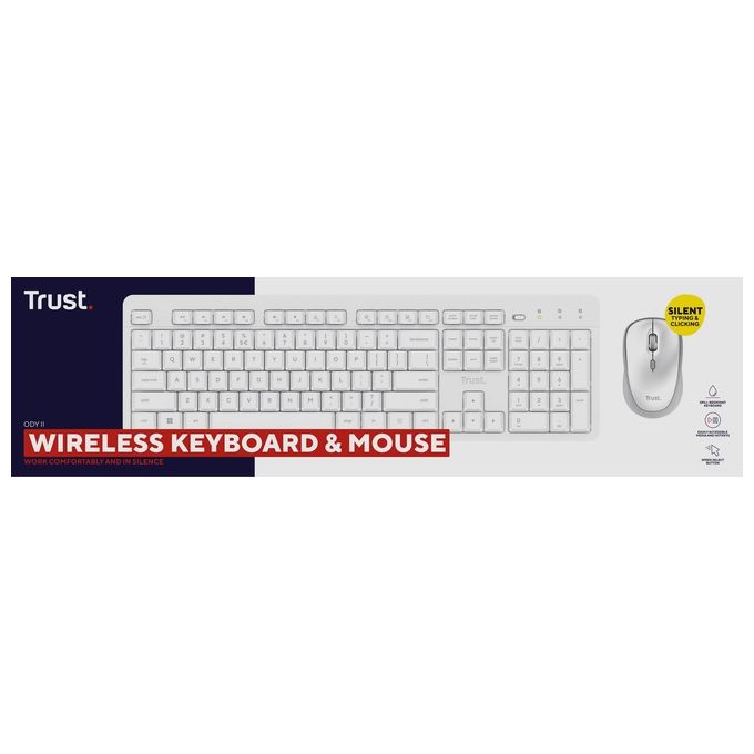 Trust Tastiera e Mouse Ody II Silent Bianco