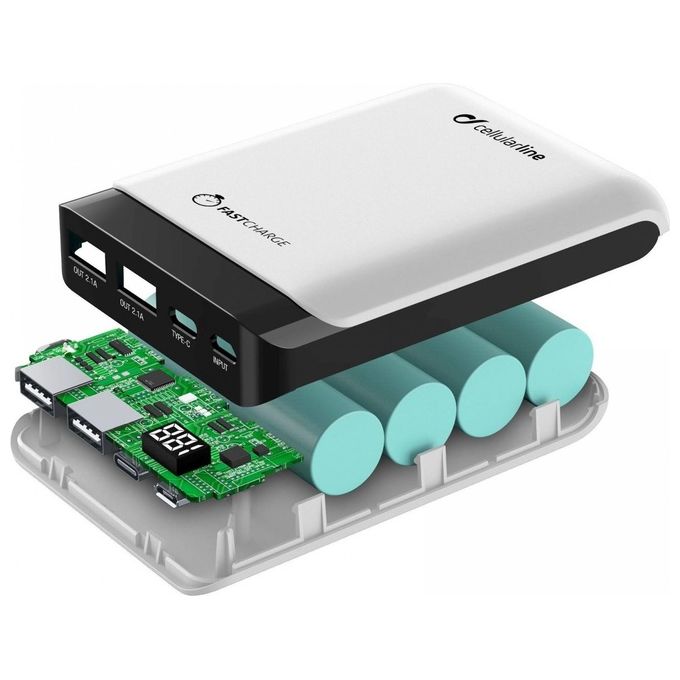 Cellularline FREEP10000USBCW PowerUp 10000 Power bank 10000 mAh 2 porte USB 1 porta USB-C colore Bianco