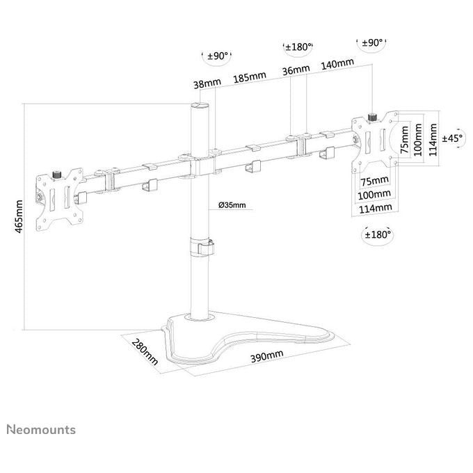 NewStar FPMA-D550DDBLACK Supporto per 2 display LCD nero dimensione schermo: 10-32