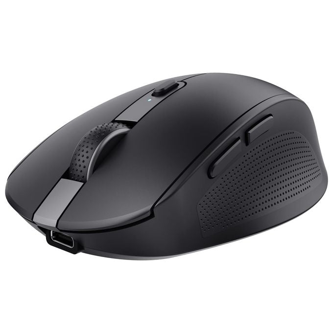 Trust 24819 Ozaa Mouse Wireless Bluetooth Ottico 3200 DPI 6 Pulsanti Silenziosi Multiconnessione Ricaricabile colore Nero