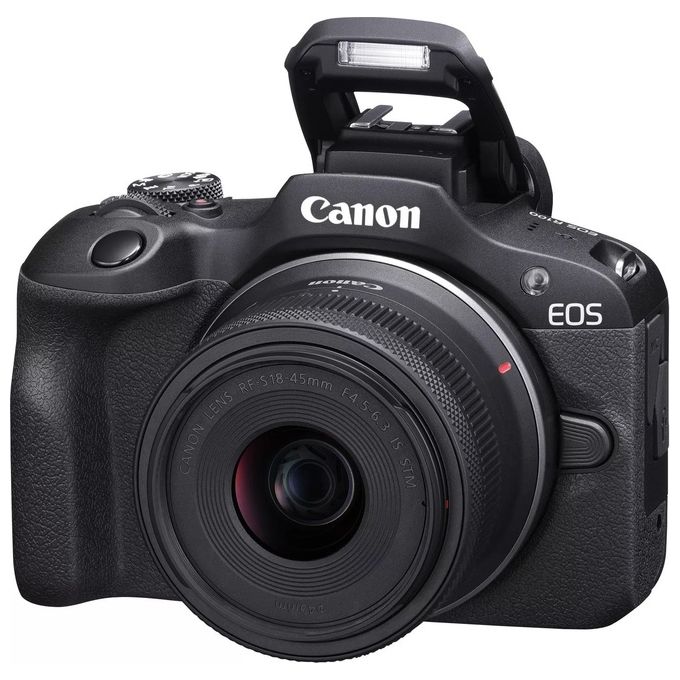 Canon 6052C013 EOS R100 Fotocamera Mirrorless APS-C 24,1 MP 4K Obiettivo RF-S 18-45mm f-4.5-6.3 IS STM Dual Pixel CMOS AF Wi-Fi Bluetooth colore Nero