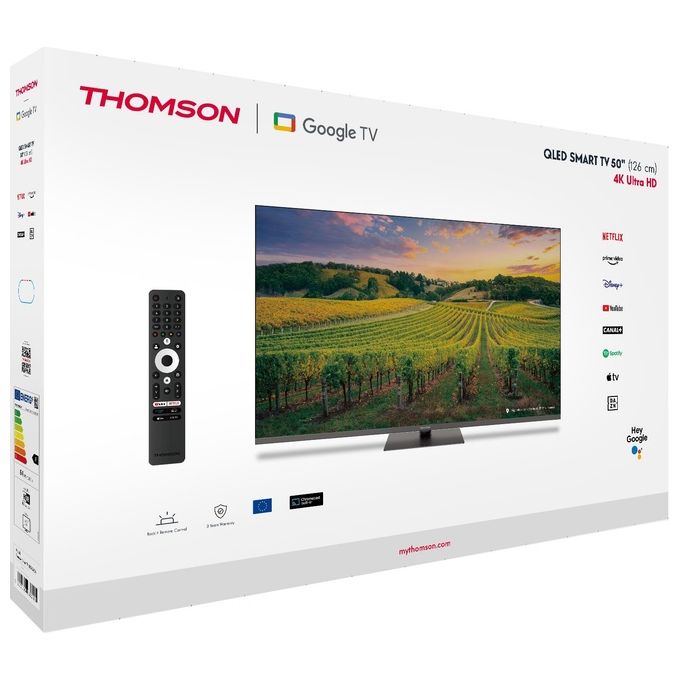 Thomson 50QG5C14 Smart TV 50'' QLED 4K Ultra HD Google TV Direct-LED Dolby Vision HDR10 Wi-Fi colore Grigio