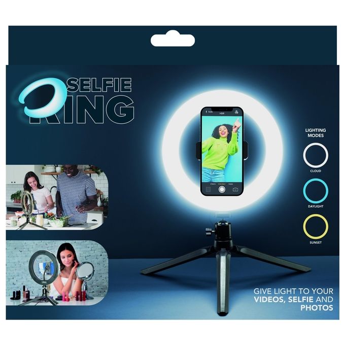 Cellular Line Anello Luminoso a Led con Treppiedi per Selfie