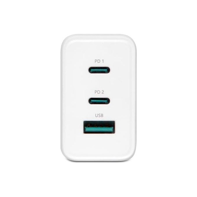 VulTech Caricatore Adattatore Universale 2 Porte Type-C  1 Porta Usb PS67 QC 3.0 Gan 67W PPS Bianco