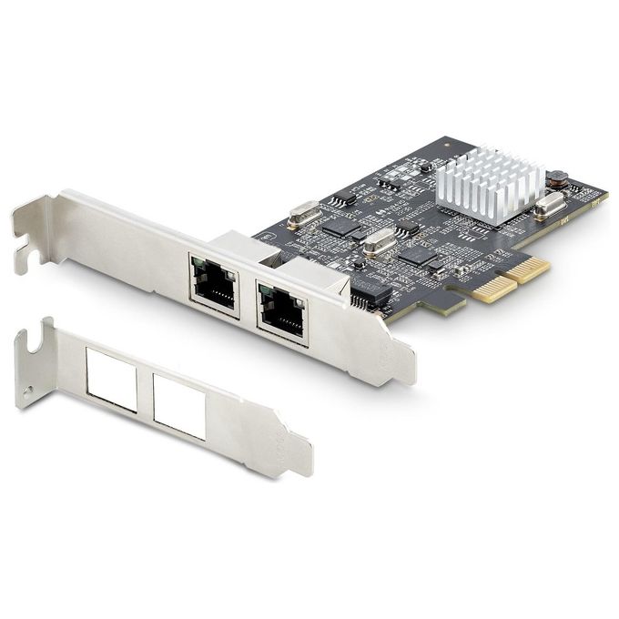 StarTech PR22GI-NETWORK-CARD Scheda di rete PCIe 2 porte 2.5 Gbps con chipset Intel I225-V colore Nero
