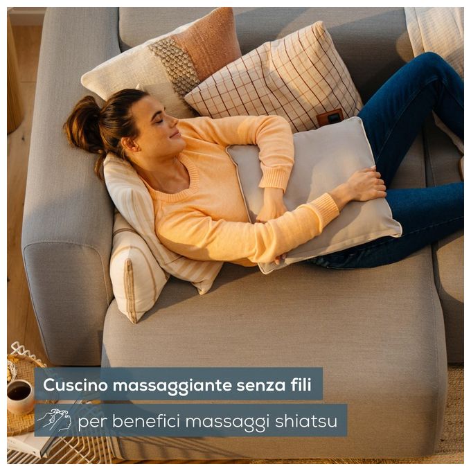 Beurer MG139 Cuscino massaggiante Shiatsu senza fili 4 testine funzione calore 2 livelli autonomia 2 ore colore Beige