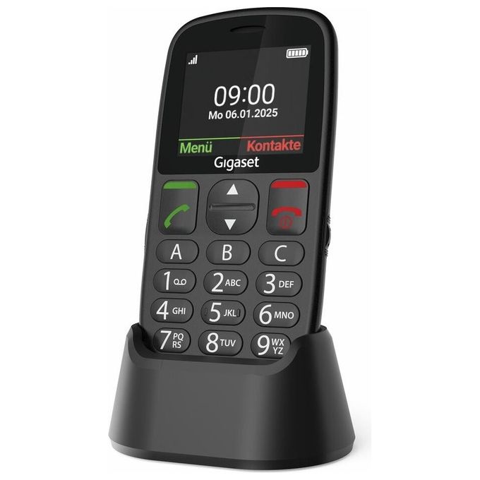 Gigaset GL395, Telefono Cellulare per Anziani, Nero, Sim Singola, Tasto SOS