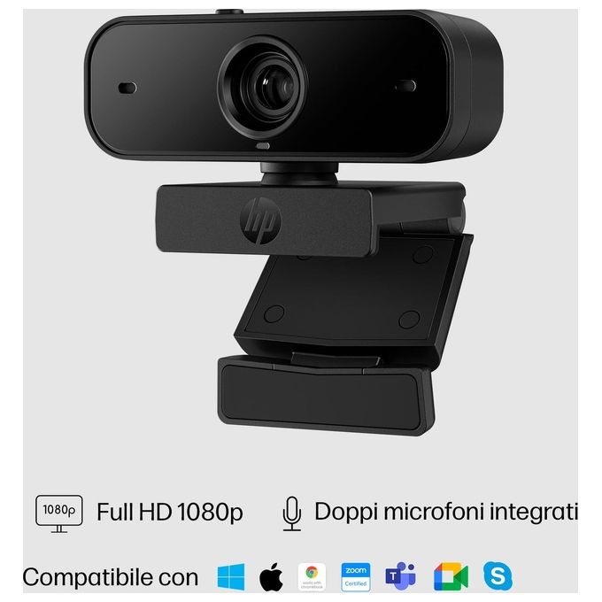 HP 77B11AA 430 Webcam Full HD 1080p Autofocus Campo Visivo 85° Doppio Microfono Riduzione Rumore colore Nero
