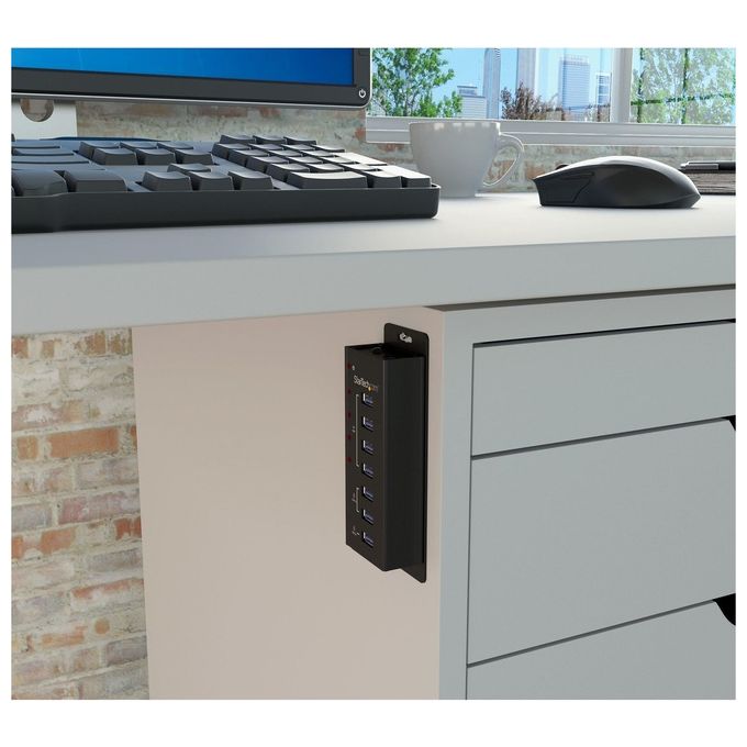 StarTech Hub USB 3.0 alimentato a 4 porte con 3 porte di ricarica USB dedicate (2 x 1A e 1 x 2A) - Box esterno in metallo per montaggio a parete