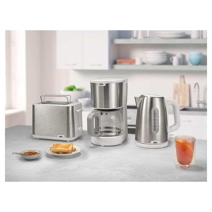 Braun HT1510WH PurShine Tostapane 2 Fette 8 Livelli Doratura Vassoio Raccogli Briciole Estraibile 900 W colore Bianco