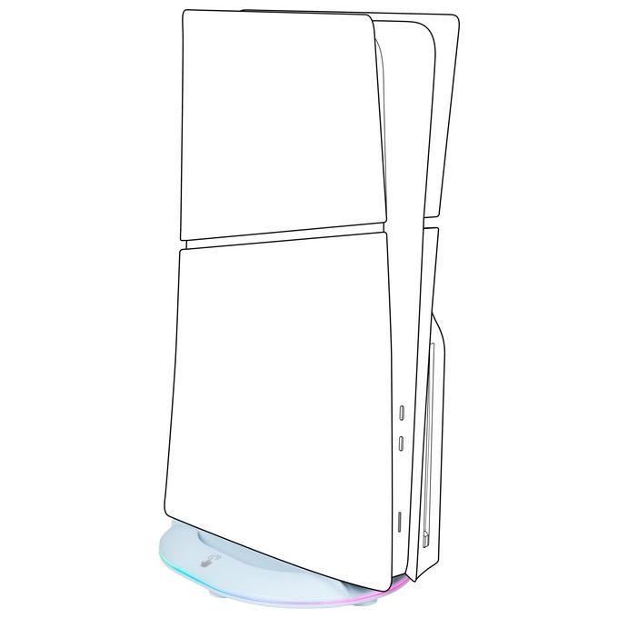 BigBen PS5SVERTSTAND Supporto Verticale per PlayStation 5 Slim con 2 Porte USB-A e Illuminazione RGB colore Bianco