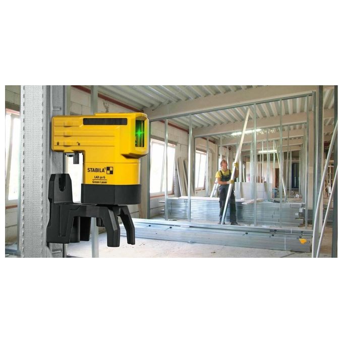 Stabila 19110 LAX 50 G Laser a Linea Croce Verde Autolivellante Portata 30 m Precisione ±0,5 mm-m IP53 colore Nero Giallo