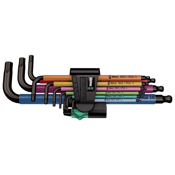 Wera 05022210001 950-9 Hex-Plus Set Chiavi a Brugola a L 9 pezzi BlackLaser con funzione di ritegno colore Multicolore