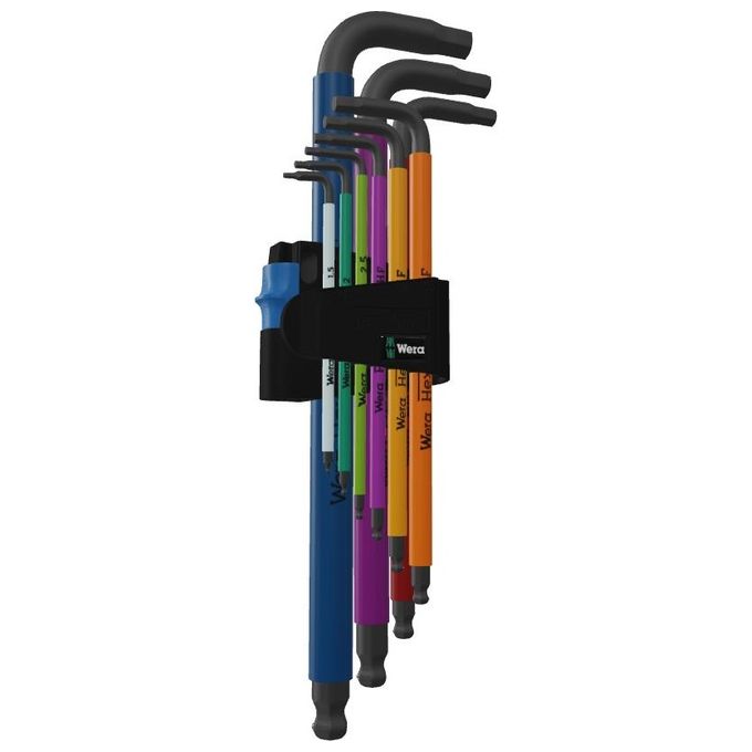 Wera 05022210001 950-9 Hex-Plus Set Chiavi a Brugola a L 9 pezzi BlackLaser con funzione di ritegno colore Multicolore