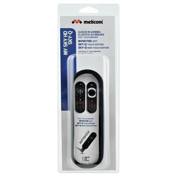 Meliconi 441569 Guscio 8 Salvatelecomando Silicone per Decoder MySkyHD 2017 SkyQ Sky Glass colore Nero