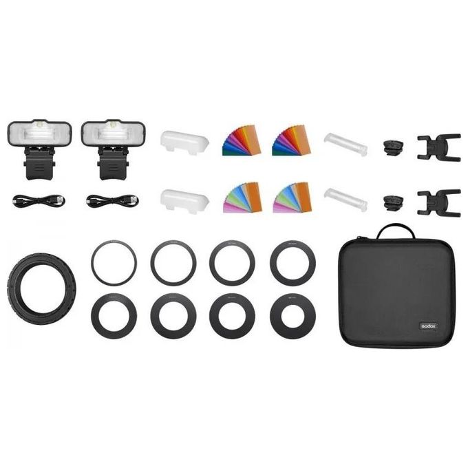 Godox MF12-K2 MF12 K2 Flash macro Kit doppio con batteria ricaricabile USB-C 5 gruppi 32 canali colore Nero