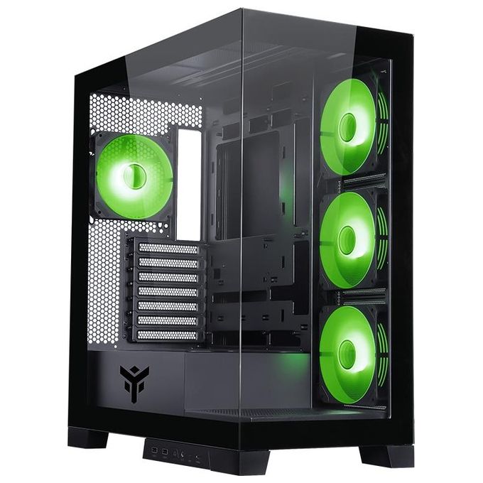 Itek ITGCASB45B SHOWBUI PC Case Tower Gaming ATX 4 Ventole ARGB 12cm 2xUSB3 Type-C Pannello Vetro Temperato colore Nero
