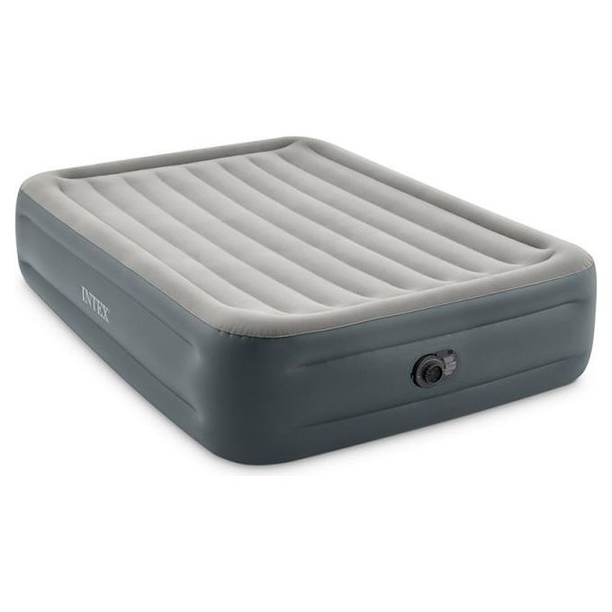 Intex 64126ND Dura-Beam Essential Rest Materasso Gonfiabile Matrimoniale 152x203x46 cm Pompa Elettrica Integrata Fiber-Tech 272 Kg colore Grigio