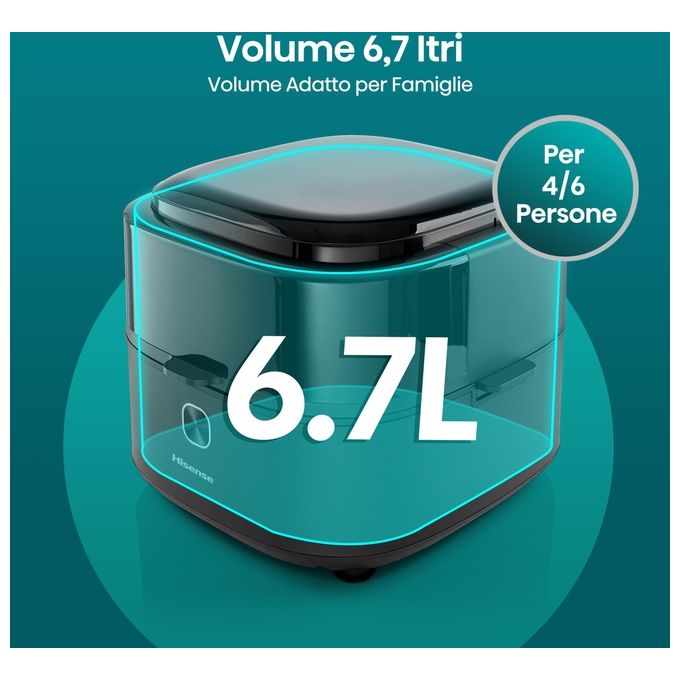 Hisense 743806 Friggitrice ad aria 6,7 L 1350 W 10 programmi Display LED colore Nero