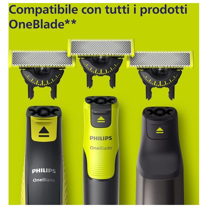 Philips QP420-50 OneBlade 360 Testina di Ricambio Rasoio 2 Lame Acciaio Inossidabile colore Argento