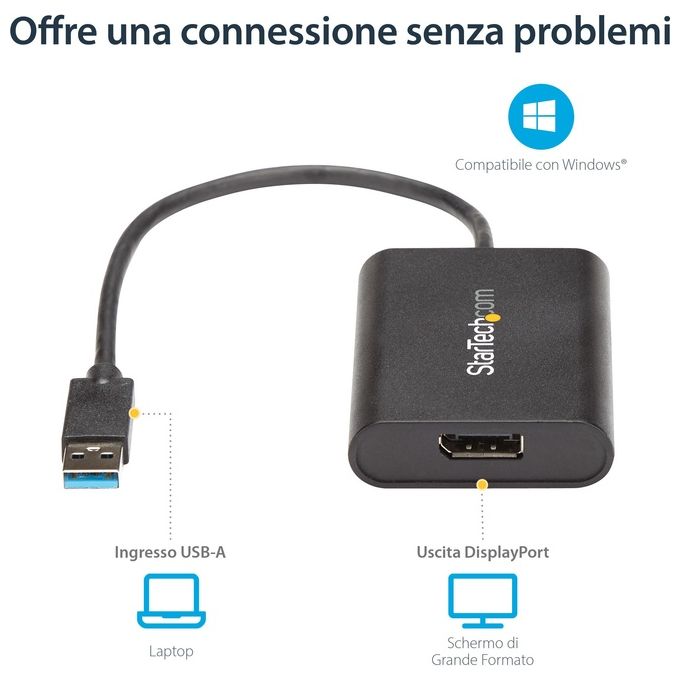 Startech Adattatore Usb a Displayport Usb 3.0 4K 30hz Usb a Dp