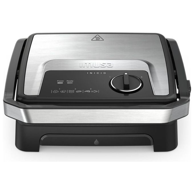 Moulinex GI272D Inicio Adjust Griglia Elettrica 2 in 1 Piastra Antiaderente 2180 W Termostato 3 Temperature colore Nero